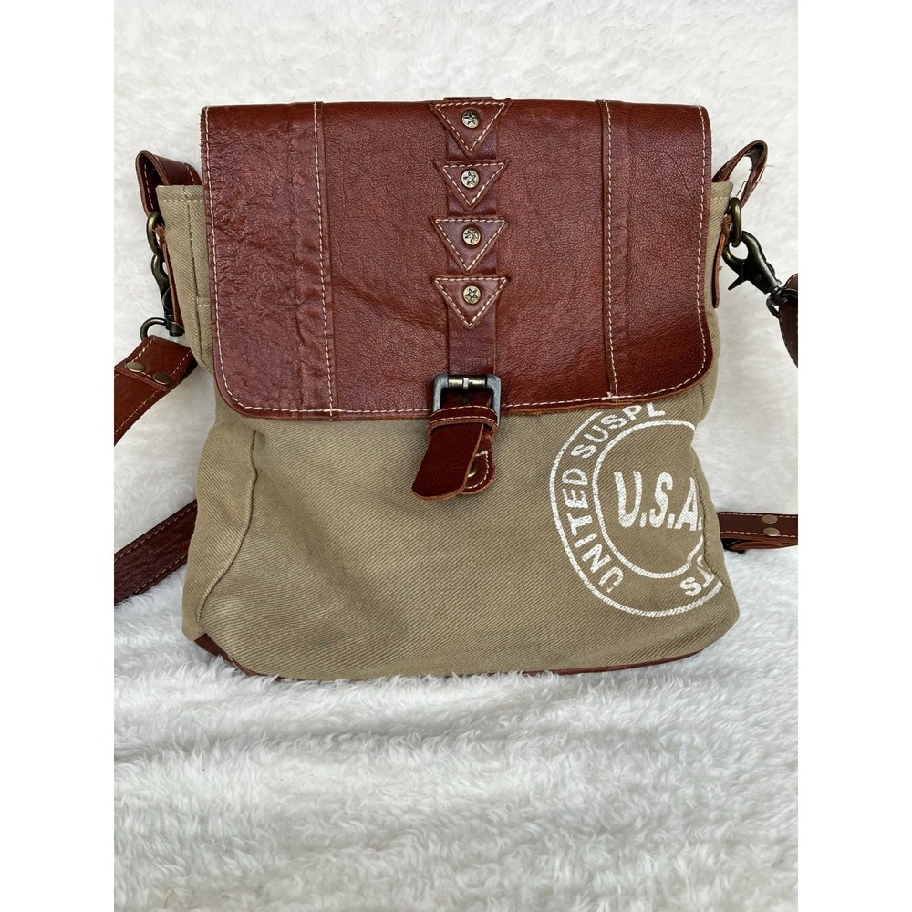 Myra Canvas and Leather Crossbody USA